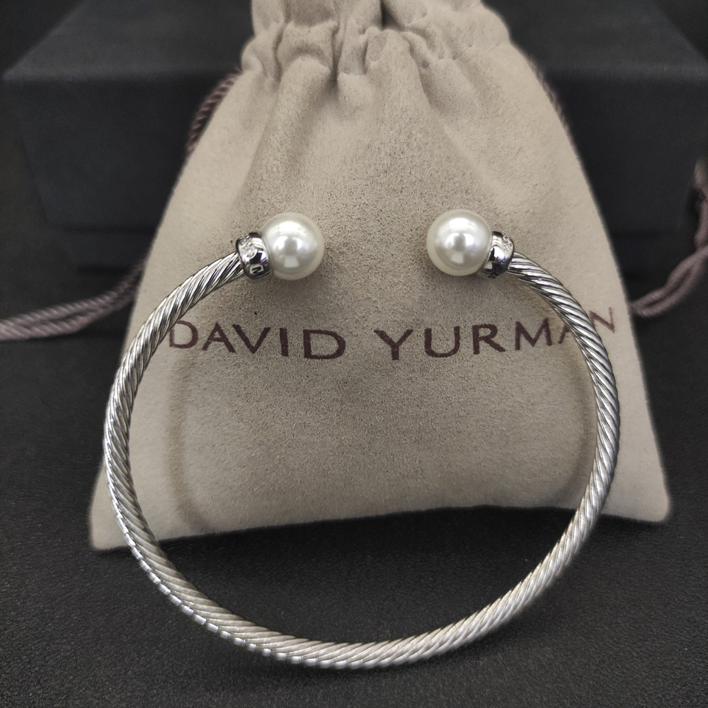 David Yurman 3mm Silver Pearl bracelet - Picture 2 of 8